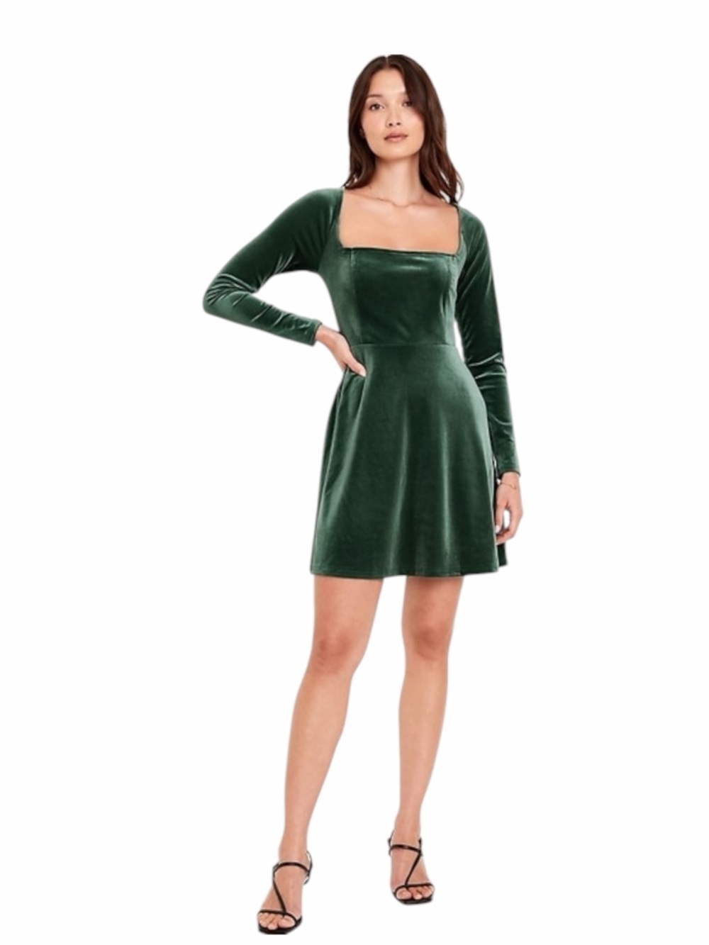 Old Navy Fit & Flare Velvet Mini Dress Dark Green - Size XS